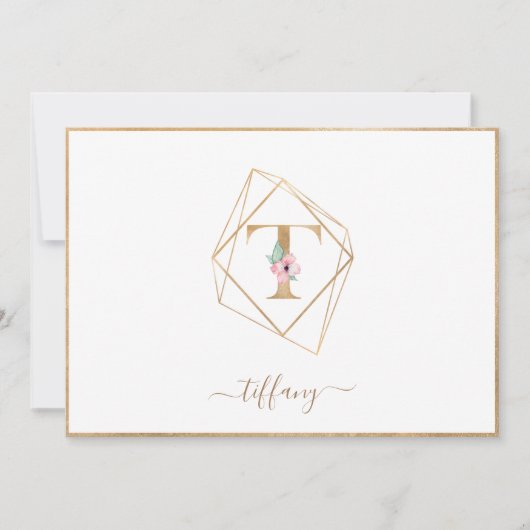 T Monogram Foto - Geburtsankündigung Ankündigung (Vorderseite)