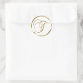 T Monogram Imitate Gold Umschlag oder Günstige Sie Runder Aufkleber (Tasche)