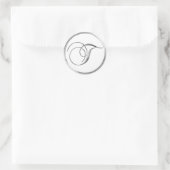 T Monogram Letter Sliver auf dem White Wedding Sie Runder Aufkleber (Tasche)
