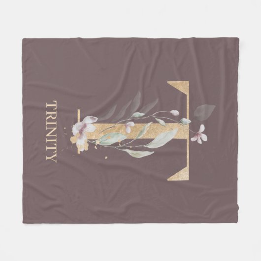 T Monogram Personalisiert Fleece Blankon (Vorderseite (Horizontal))