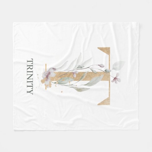 T Monogram Personalisiert Fleece Blankon (Vorderseite (Horizontal))