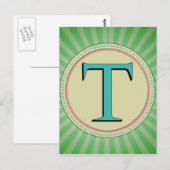 T MONOGRAM SCHREIBEN POSTKARTE (Vorne/Hinten)