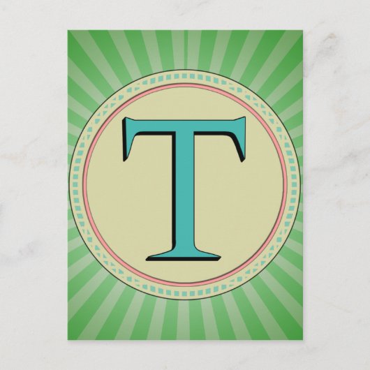 T MONOGRAM SCHREIBEN POSTKARTE (Vorderseite)