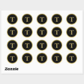 T: Monogram T Elegant Gold und Black Sticker (Blatt)