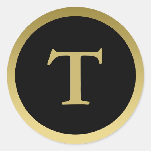 T: Monogram T Elegant Gold und Black Sticker (Vorderseite)