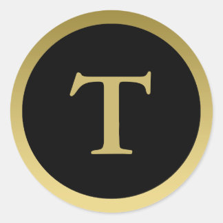 T: Monogram T Elegant Gold und Black Sticker
