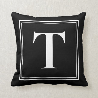 T Monogram Template Elegant Moderne Schwarz-weiße Kissen