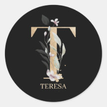 T Monogramm Floral Personalisiert