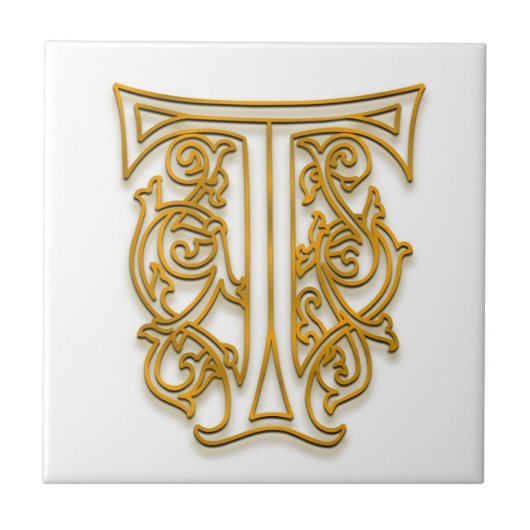 T-Monogramm-"irisches Gold" Keramik-Fliese Fliese (Vorderseite)
