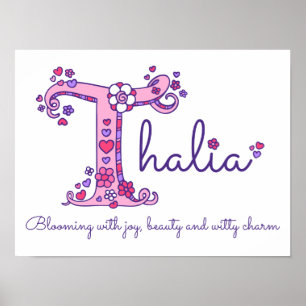 T Monogramm Kunst Thalia Mädchen Name Bedeutung Po Poster