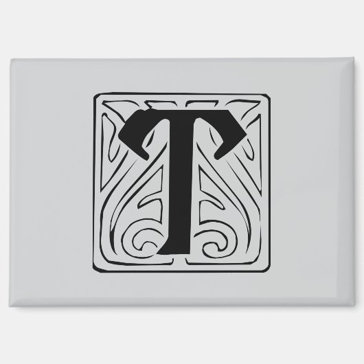 T Monogramm schwarz Magnet (Vorderseite)