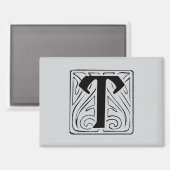 T Monogramm schwarz Magnet (Vorderseite/Rückseite)