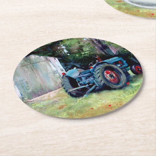 T' Old Tractor Coaster Runder Pappuntersetzer (Angewinkelt)
