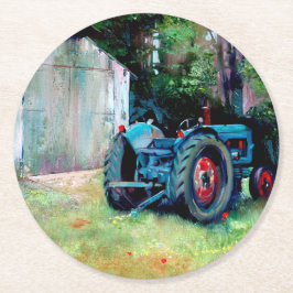 T' Old Tractor Coaster Runder Pappuntersetzer