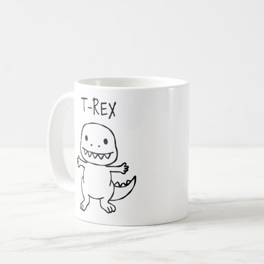 T-Pose-T-Rex-Sketch Kaffeetasse (Vorderseite Links)
