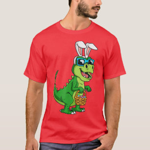 T Re Oaster Bunny with Eggs Basket Funny Dinosaur T-Shirt