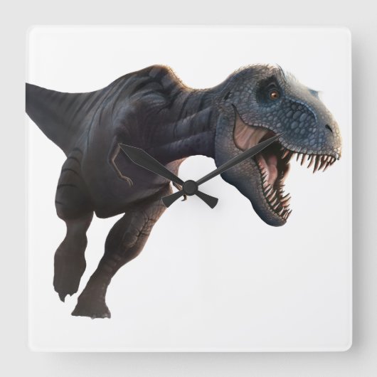 T Rex 2 Quadratische Wanduhr (Vorderseite)