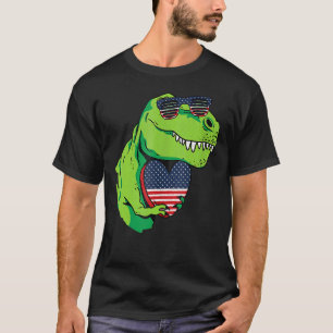 T Rex 4. Juli Coole amerikanische Flagge Herz Patr T-Shirt
