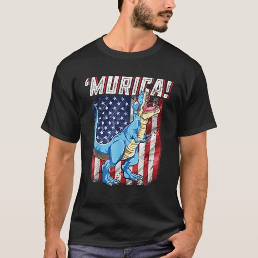T rex 4. Juli Jungs Männer Funny Dinosaur Murica U T-Shirt (Vorderseite)