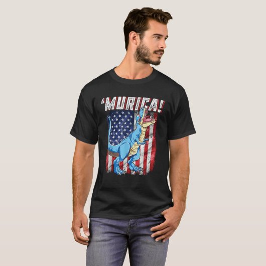 T rex 4. Juli Jungs Männer Funny Dinosaur Murica U T-Shirt (Vorne ganz)