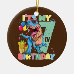 T Rex 7th Birthday Boy Girl 7 Years 2015 Dinosaur Keramik Ornament