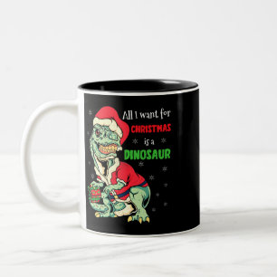 T Rex Alles, was ich zu Weihnachten Gewollt ist ei Zweifarbige Tasse