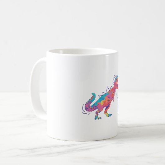T-Rex an einer Leine Kaffeetasse (Vorderseite Links)