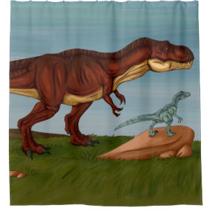 T-Rex and Velociraptor Duschvorhang