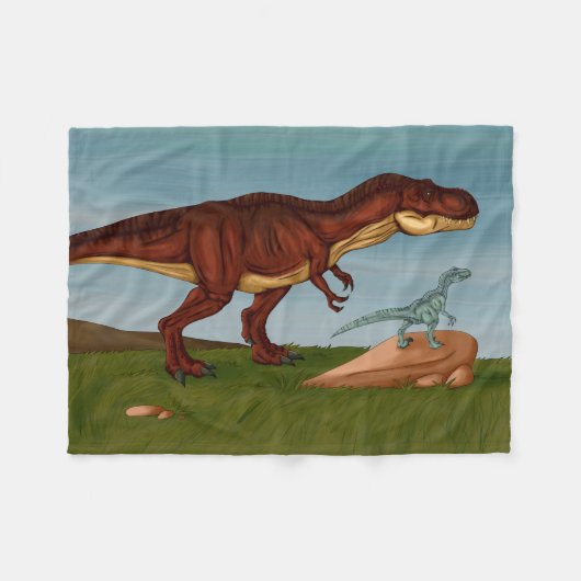 T-Rex and Velociraptor Fleecedecke (Vorderseite (Horizontal))