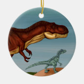T-Rex and Velociraptor Keramik Ornament (Vorne)