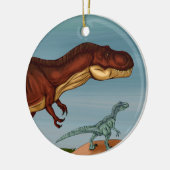 T-Rex and Velociraptor Keramik Ornament (Links)