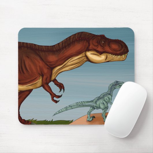 T-Rex and Velociraptor Mousepad (Mit Mouse)