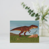T-Rex and Velociraptor Postkarte (Stehend Vorderseite)