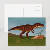 T-Rex and Velociraptor Postkarte (Vorne/Hinten)