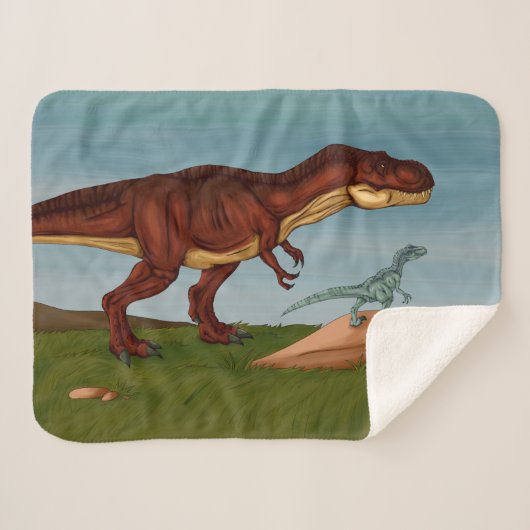 T-Rex and Velociraptor Sherpadecke (Vorderseite (Horizontal))