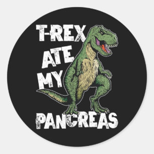 T-rex Ate My Pankreas Dinosaur Fun Diabetes Awaren Runder Aufkleber