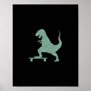 T-Rex auf einem Skateboard Grunge Dinosaurier Skat Poster