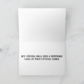 T-Rex auf Kuchen in Tortenständer schauend. Karte (Innenseite)