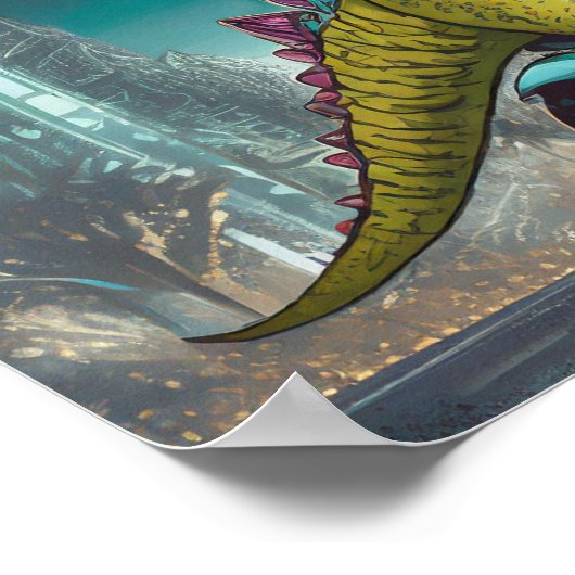 T-Rex auf Rädern - Poster für fossile Brennstoffe (Ecke)