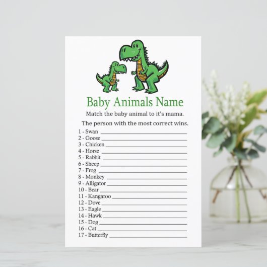 T-rex Baby Animals Name Game (Stehend Vorderseite)