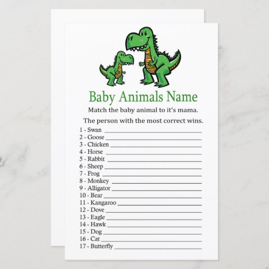 T-rex Baby Animals Name Game (Vorne/Hinten)