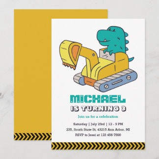 T-Rex Baggerbauer Kindergeburtstag Einladung