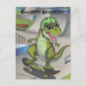 T-Rex bei Skatepark Skateboarding Postkarte (Vorderseite)