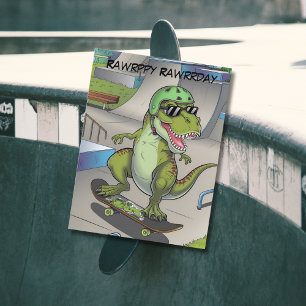 T-Rex bei Skatepark Skateboarding Postkarte