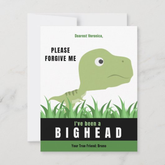 T-Rex Big Head Apology Card Ankündigung (Vorderseite)