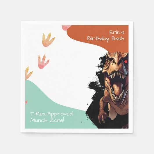 T-Rex Birthday Bash, prähistorisches Party Munch Z Serviette (Vorderseite)