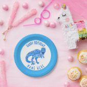 T-Rex Blue Dinosaur Niedliches prähistorisches Par Pappteller (Party)