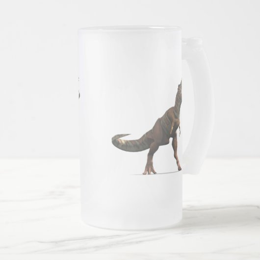 T-rex Brüllen Mattglas Bierglas (VorderseiteRechts)