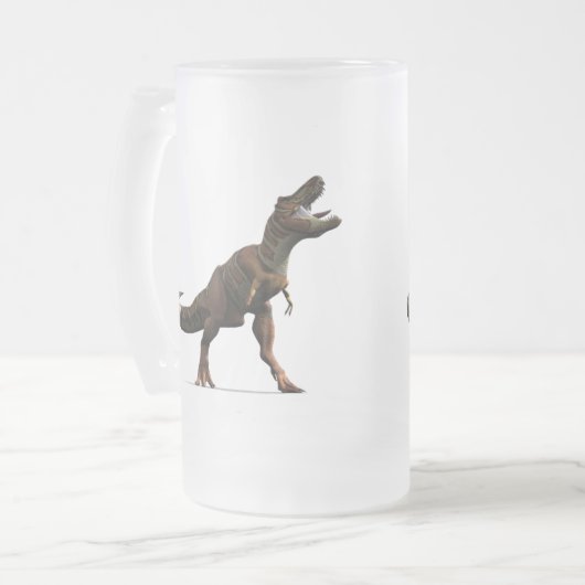 T-rex Brüllen Mattglas Bierglas (Vorderseite Links)