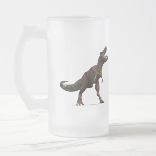 T-rex Brüllen Mattglas Bierglas (Links)